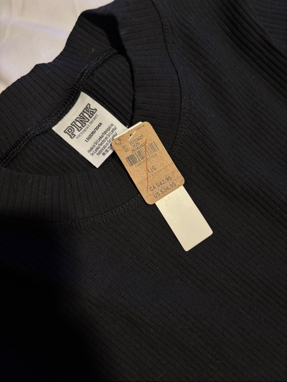 New PINK Victoria's Secret Black Ribbed Long-Sleeve Dress - Picture 2 of 3